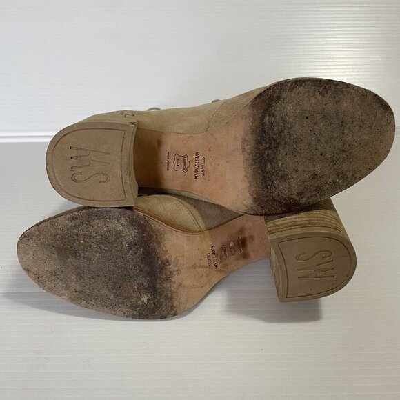 STUART WEITZMAN Wallawalla Lace-Up Ankle Boots Natural Size 8W - Picture 7 of 16